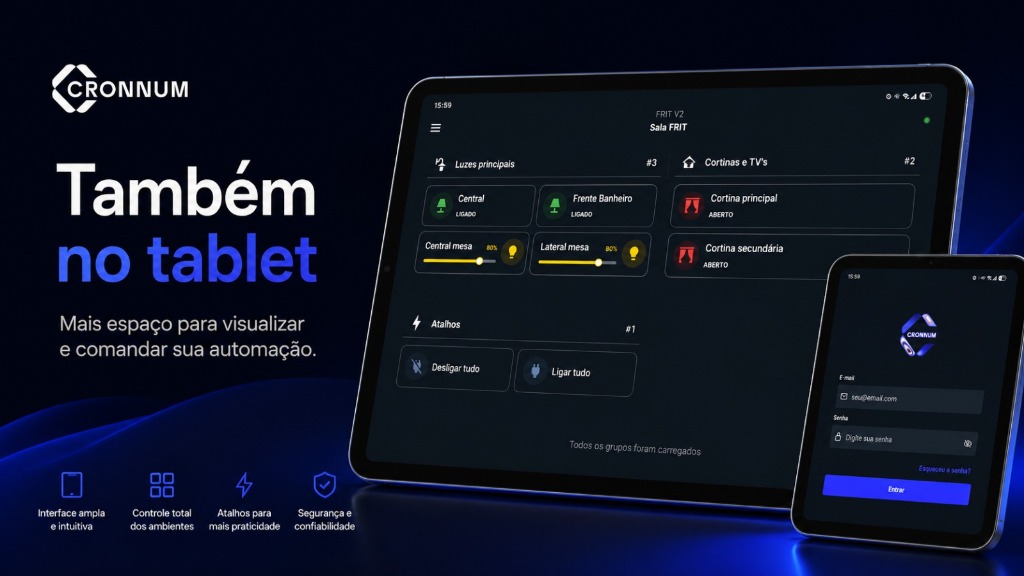 Interface para tablet do app Cronnum